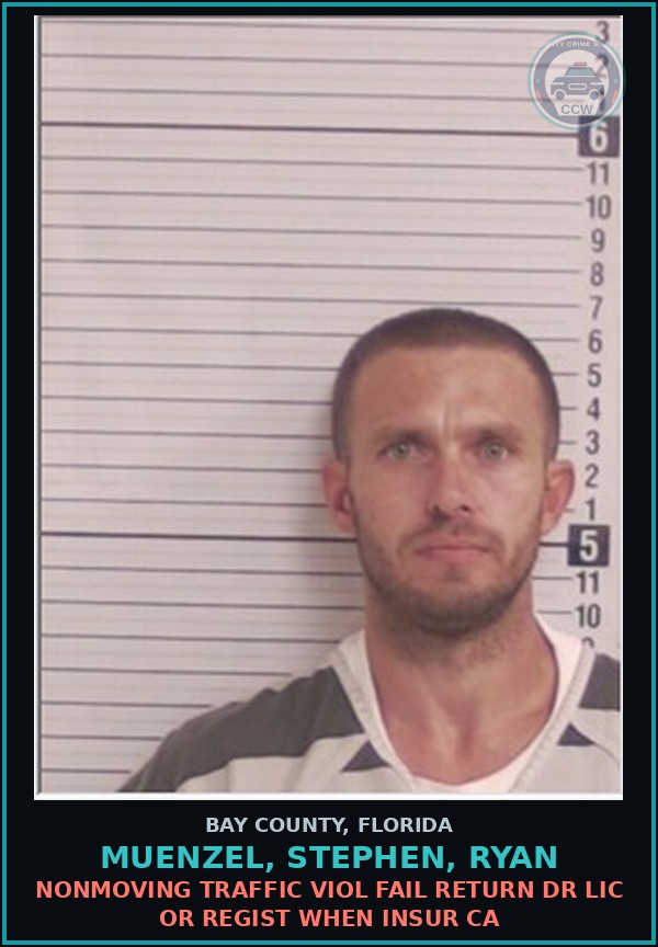 Booking mugshot of MUENZEL, STEPHEN, RYAN in Bay County