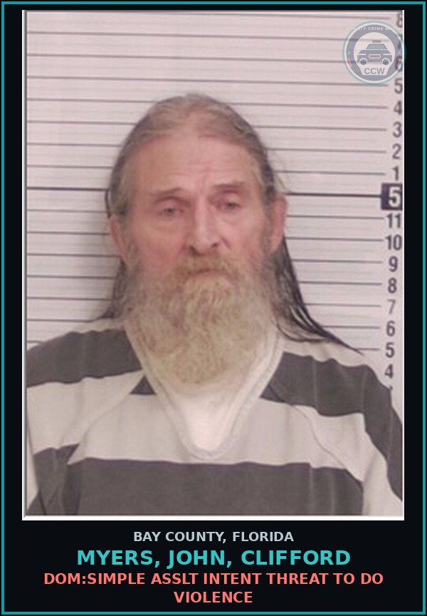 Booking mugshot of MYERS, JOHN, CLIFFORD in Bay County