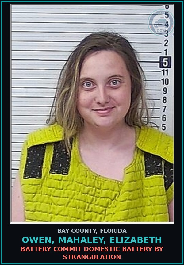 Booking mugshot of OWEN, MAHALEY, ELIZABETH in Bay County