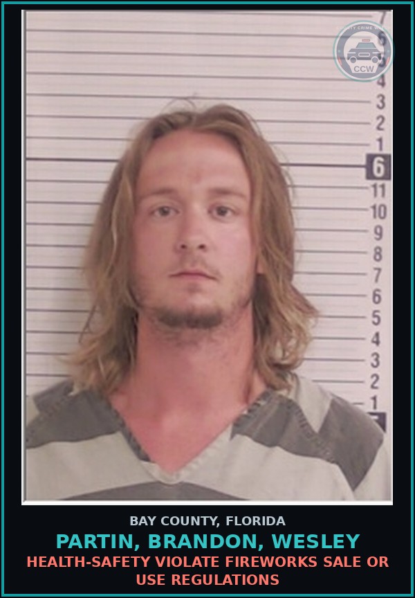 Booking mugshot of PARTIN, BRANDON, WESLEY in Bay County