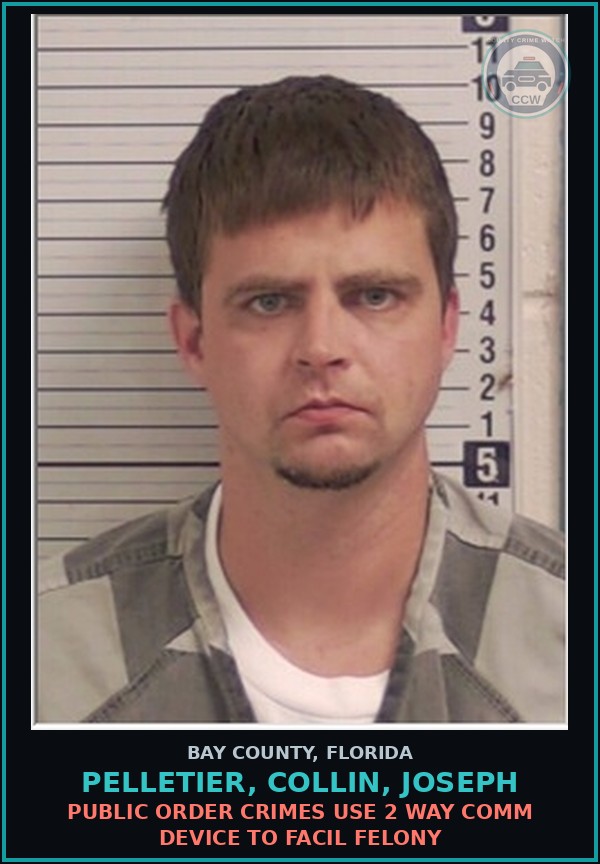 Booking mugshot of PELLETIER, COLLIN, JOSEPH in Bay County