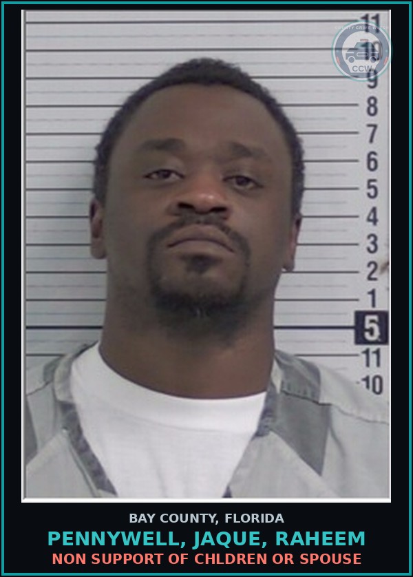 Booking mugshot of PENNYWELL, JAQUE, RAHEEM in Bay County