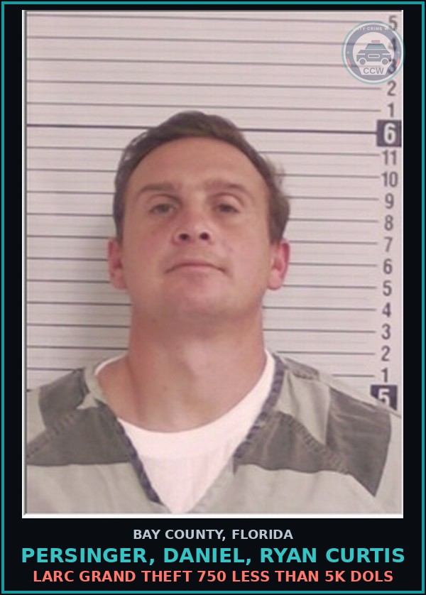 Booking mugshot of PERSINGER, DANIEL, RYAN CURTIS in Bay County