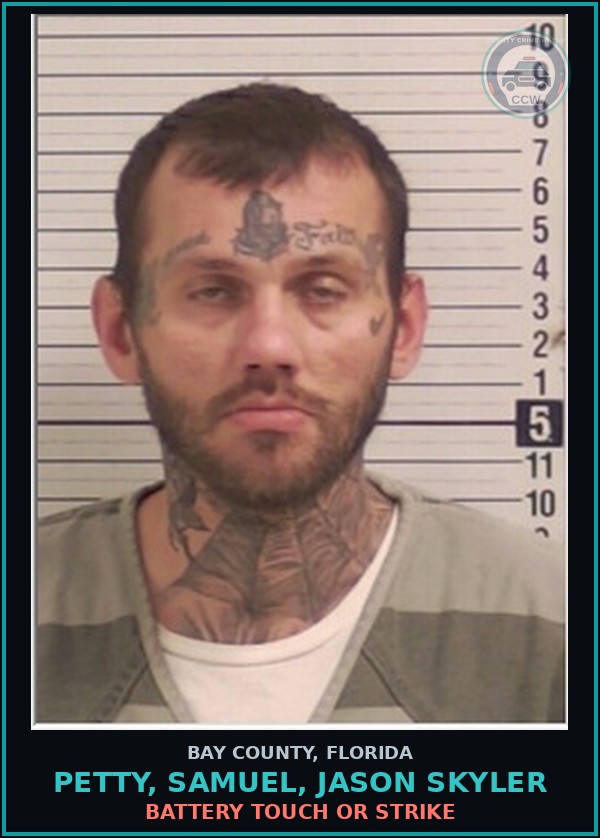 Booking mugshot of PETTY, SAMUEL, JASON SKYLER in Bay County
