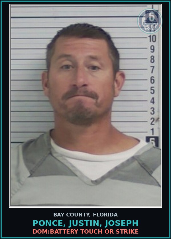 Booking mugshot of PONCE, JUSTIN, JOSEPH in Bay County
