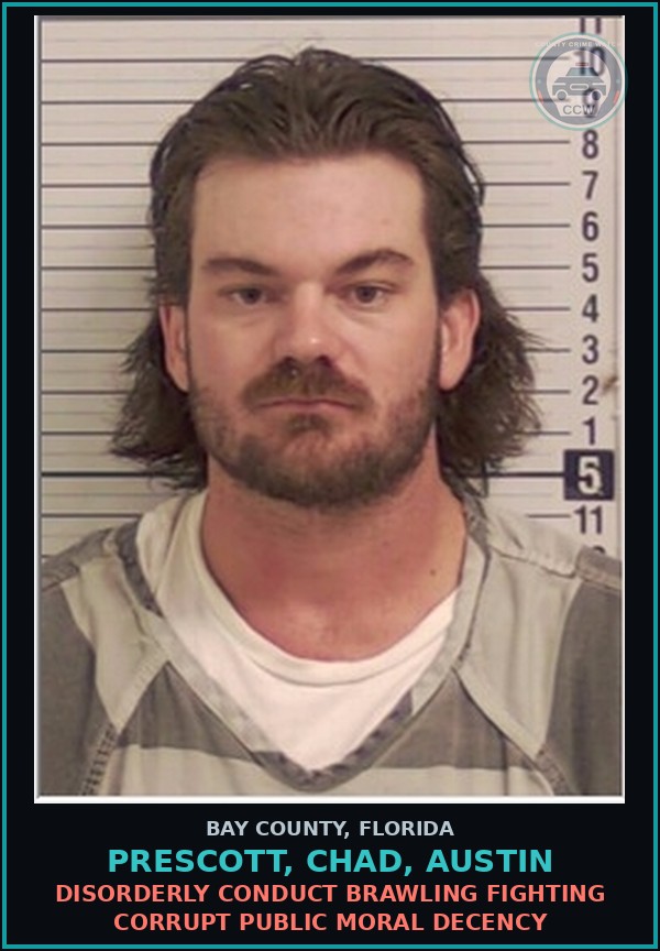 Booking mugshot of PRESCOTT, CHAD, AUSTIN in Bay County
