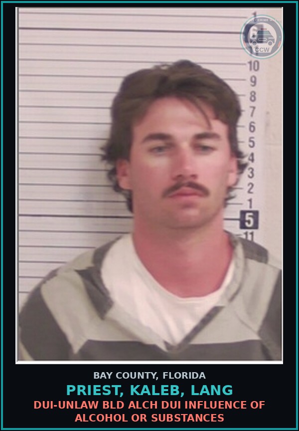 Booking mugshot of PRIEST, KALEB, LANG in Bay County