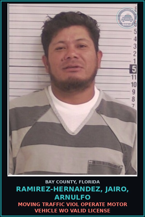 Booking mugshot of RAMIREZ-HERNANDEZ, JAIRO, ARNULFO in Bay County