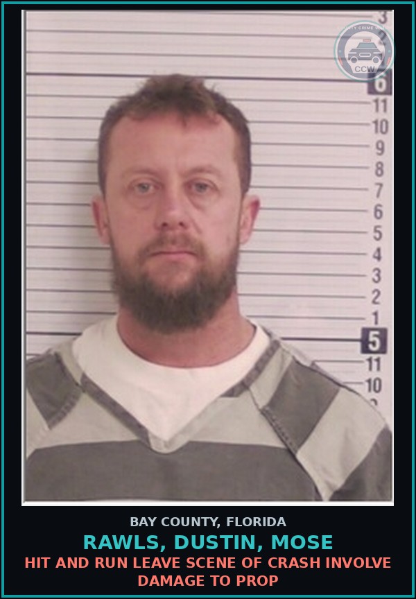 Booking mugshot of RAWLS, DUSTIN, MOSE in Bay County