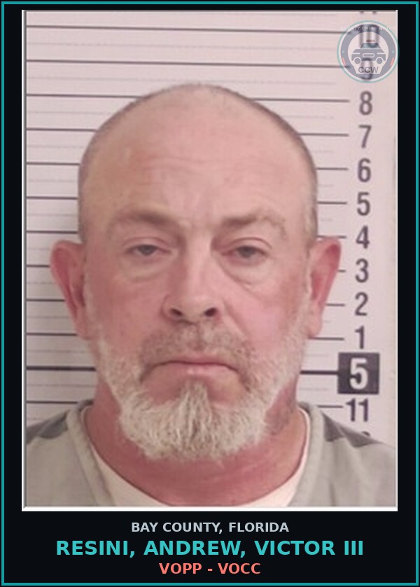 Booking mugshot of RESINI, ANDREW, VICTOR III in Bay County