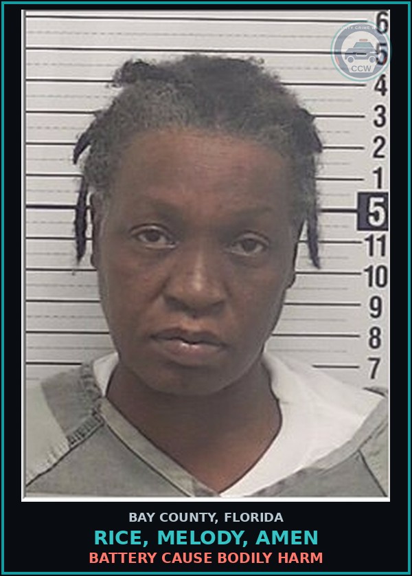 Booking mugshot of RICE, MELODY, AMEN in Bay County