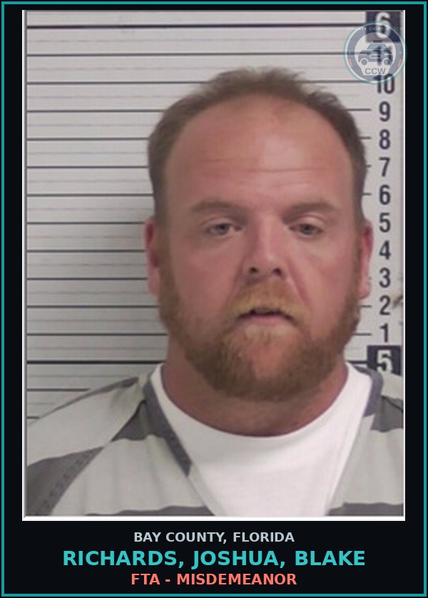 Booking mugshot of RICHARDS, JOSHUA, BLAKE in Bay County