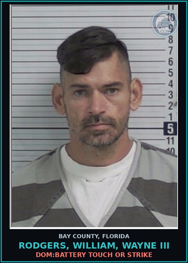 Booking mugshot of RODGERS, WILLIAM, WAYNE III in Bay County