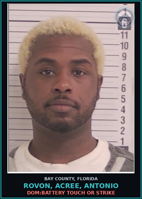 Booking mugshot of ROVON, ACREE, ANTONIO in Bay County