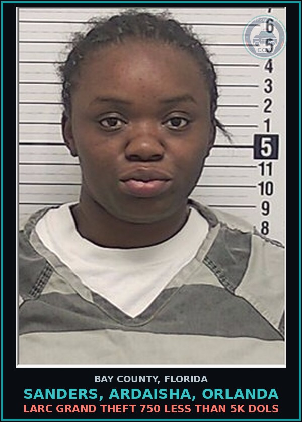Booking mugshot of SANDERS, ARDAISHA, ORLANDA in Bay County