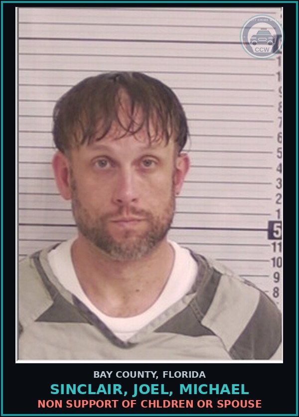 Booking mugshot of SINCLAIR, JOEL, MICHAEL in Bay County