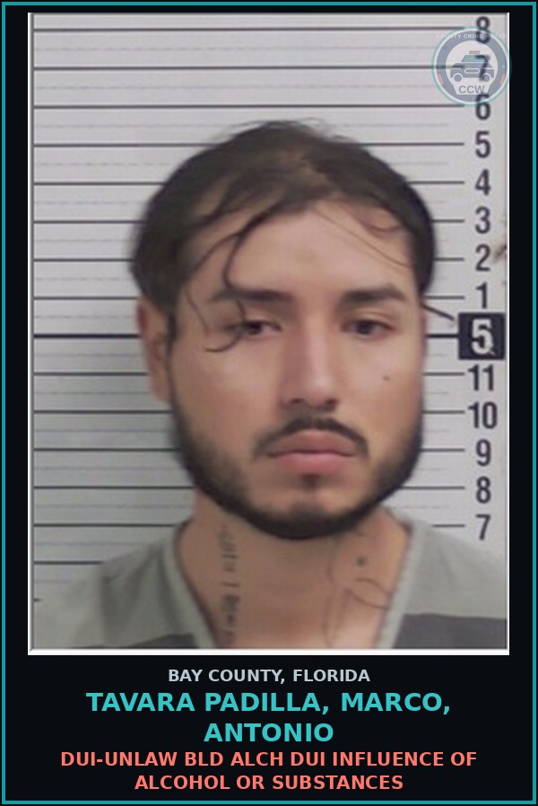 Booking mugshot of TAVARA PADILLA, MARCO, ANTONIO in Bay County