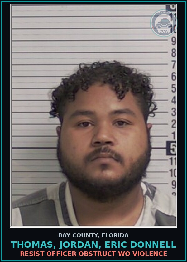 Booking mugshot of THOMAS, JORDAN, ERIC DONNELL in Bay County