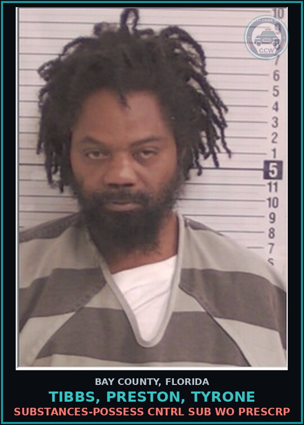 Booking mugshot of TIBBS, PRESTON, TYRONE in Bay County