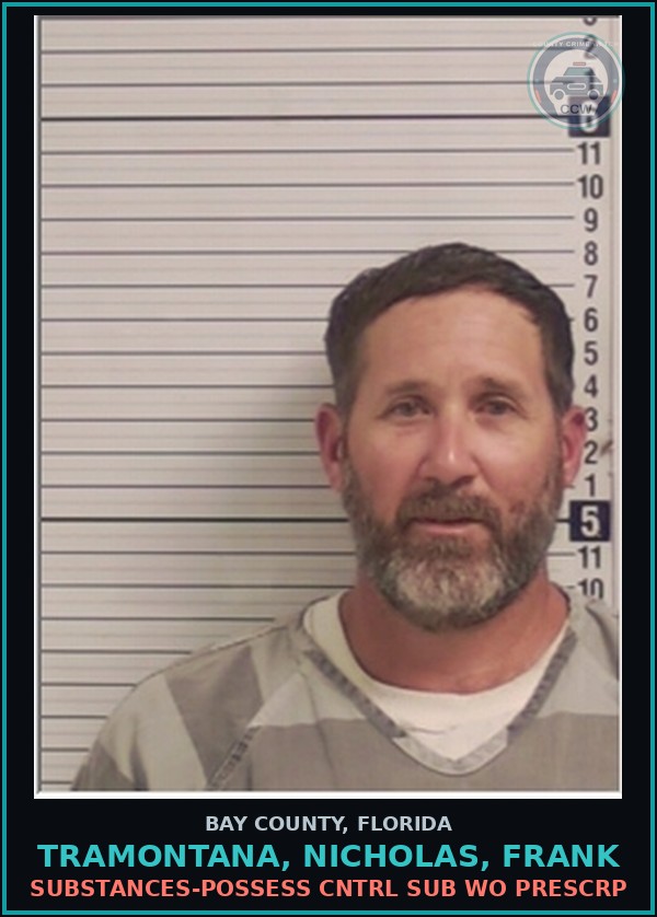 Booking mugshot of TRAMONTANA, NICHOLAS, FRANK in Bay County