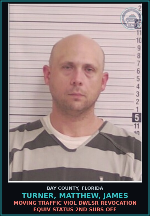 Booking mugshot of TURNER, MATTHEW, JAMES in Bay County