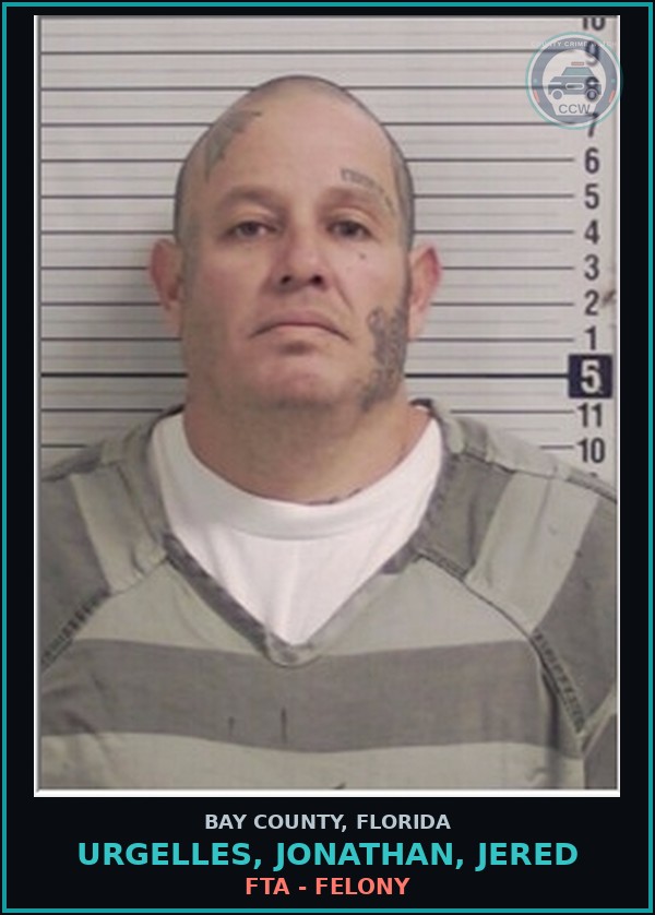 Booking mugshot of URGELLES, JONATHAN, JERED in Bay County