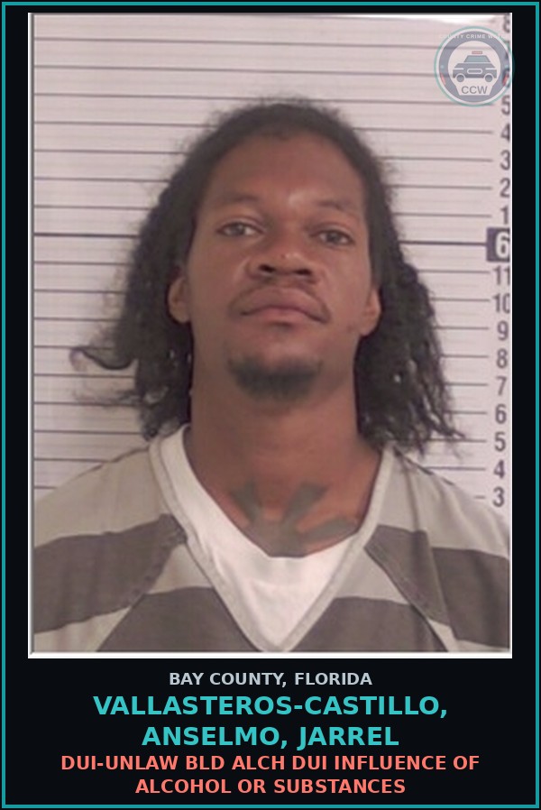 Booking mugshot of VALLASTEROS-CASTILLO, ANSELMO, JARREL in Bay County