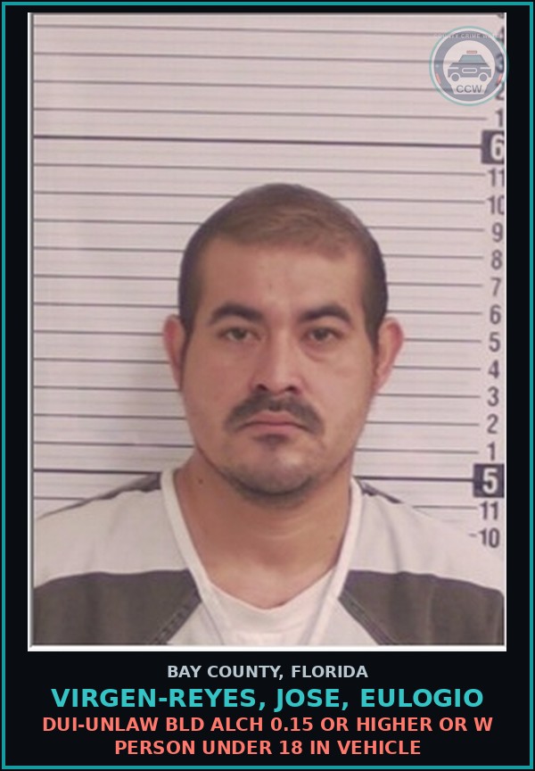 Booking mugshot of VIRGEN-REYES, JOSE, EULOGIO in Bay County
