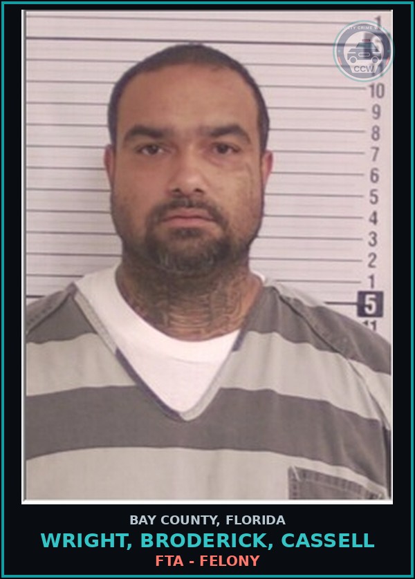 Booking mugshot of WRIGHT, BRODERICK, CASSELL in Bay County