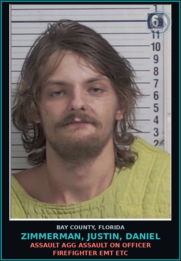 Booking mugshot of ZIMMERMAN, JUSTIN, DANIEL in Bay County