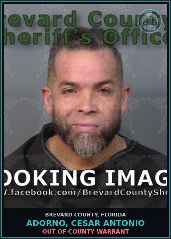 Booking mugshot of ADORNO, CESAR ANTONIO in Brevard County