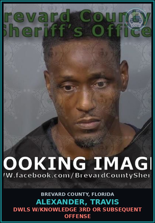 Booking mugshot of ALEXANDER, TRAVIS in Brevard County