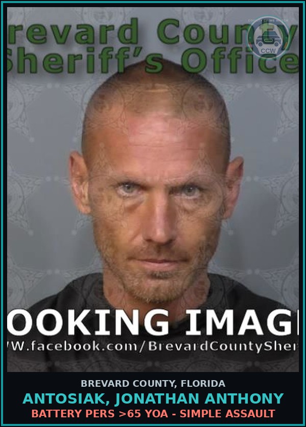 Booking mugshot of Antosiak, Jonathan Anthony in Brevard County