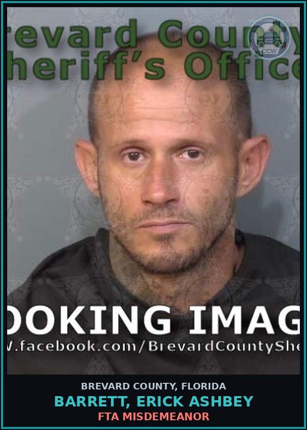 Booking mugshot of BARRETT, ERICK ASHBEY in Brevard County