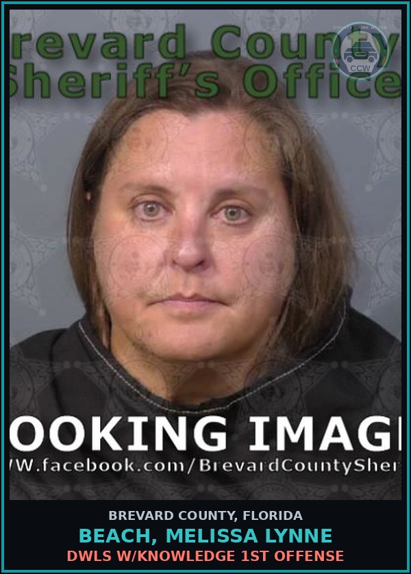 Booking mugshot of BEACH, MELISSA LYNNE in Brevard County