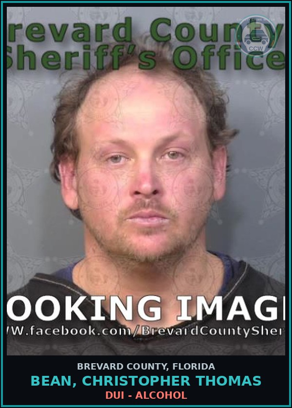 Booking mugshot of Bean, Christopher Thomas in Brevard County