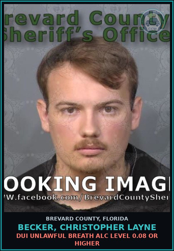 Booking mugshot of BECKER, CHRISTOPHER LAYNE in Brevard County