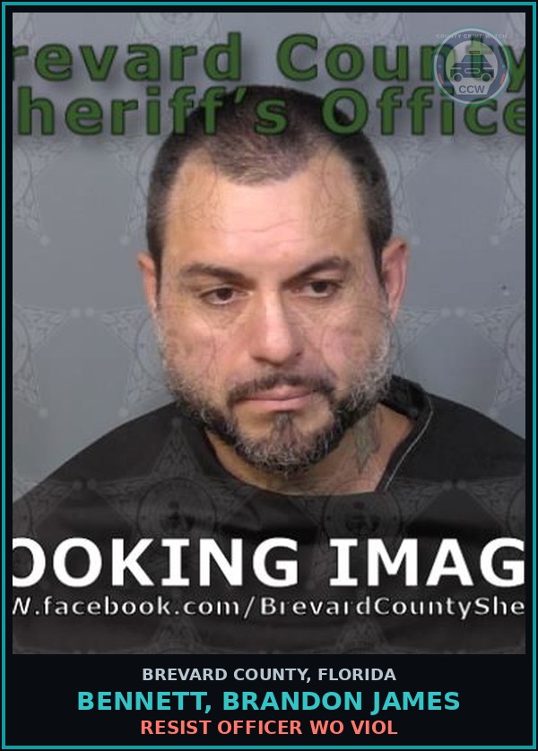Booking mugshot of BENNETT, BRANDON JAMES in Brevard County