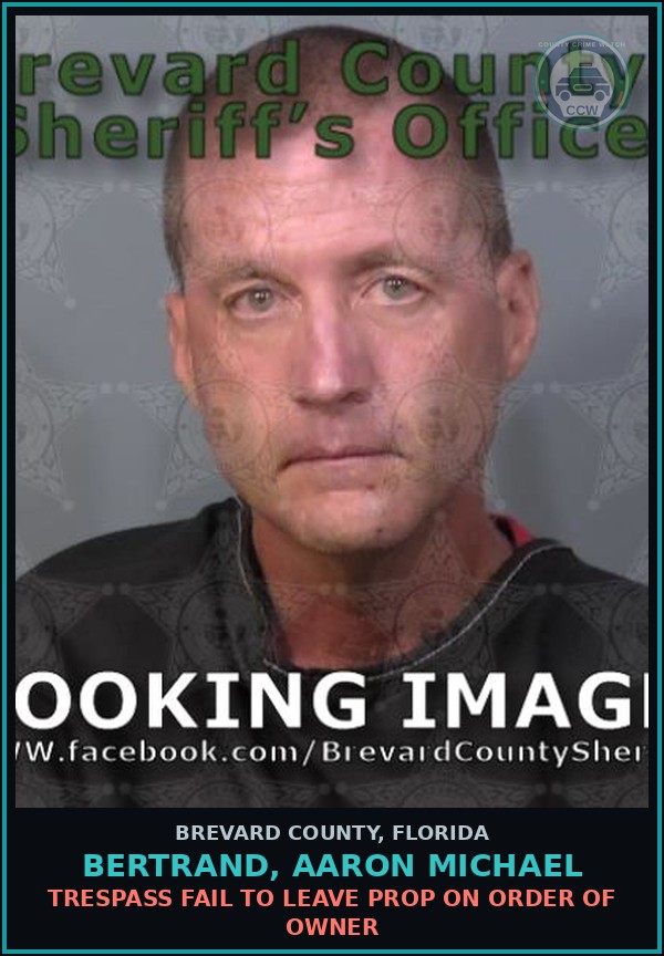 Booking mugshot of BERTRAND, AARON MICHAEL in Brevard County