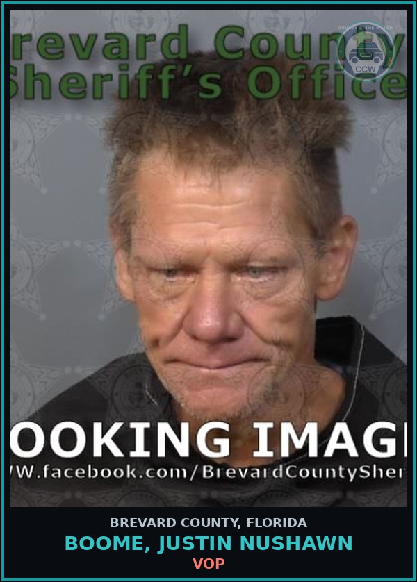 Booking mugshot of BOOME, JUSTIN NUSHAWN in Brevard County