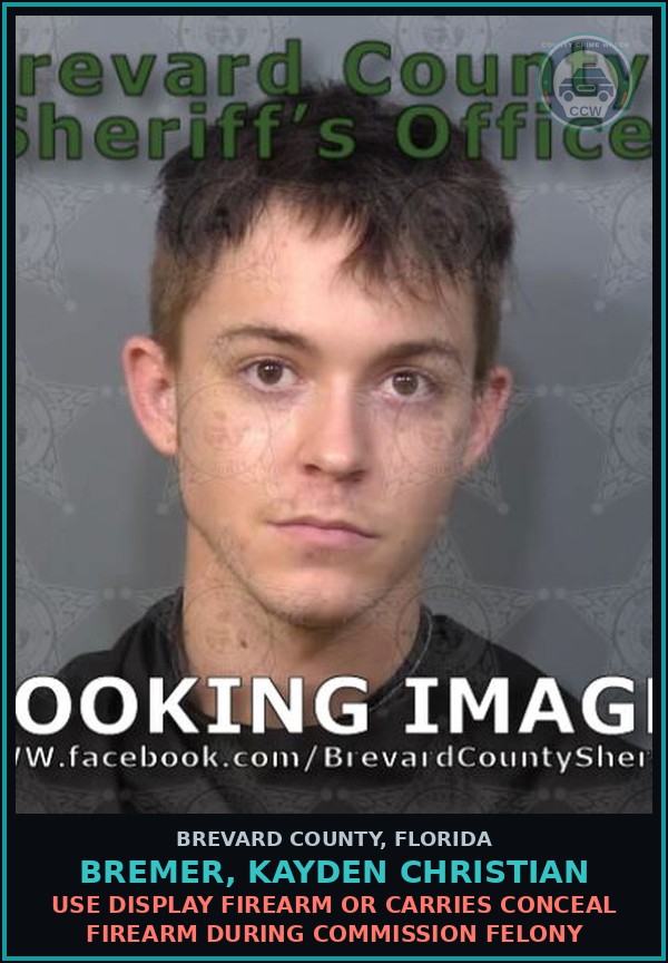 Booking mugshot of BREMER, KAYDEN CHRISTIAN in Brevard County