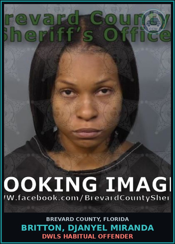 Booking mugshot of BRITTON, DJANYEL MIRANDA in Brevard County