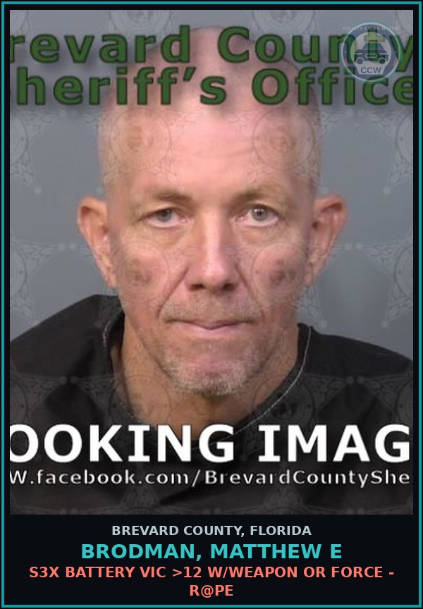 Booking mugshot of Brodman, Matthew E in Brevard County