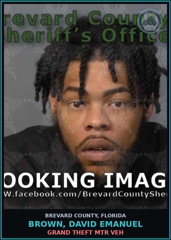Booking mugshot of BROWN, DAVID EMANUEL in Brevard County