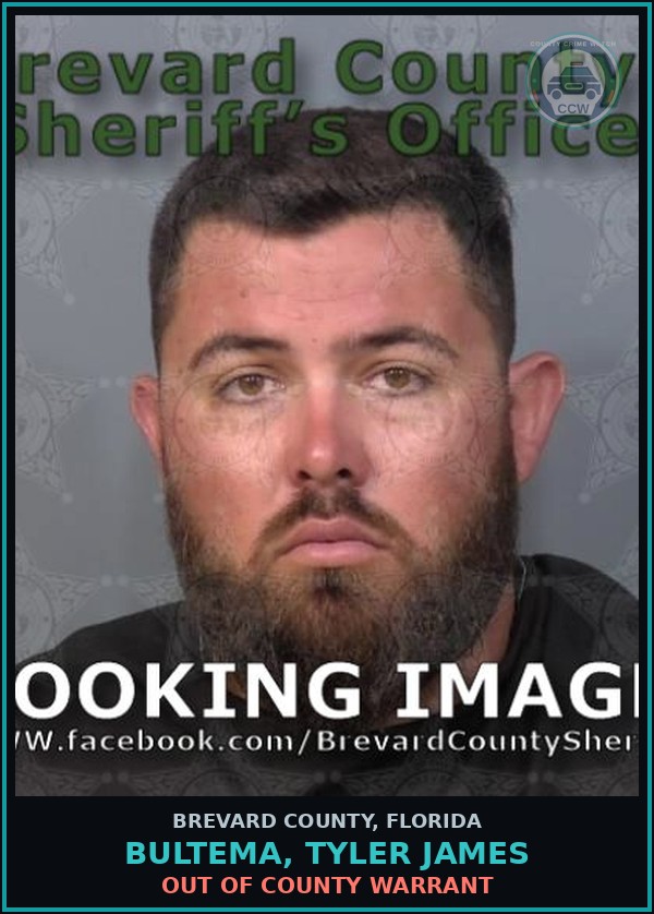 Booking mugshot of BULTEMA, TYLER JAMES in Brevard County