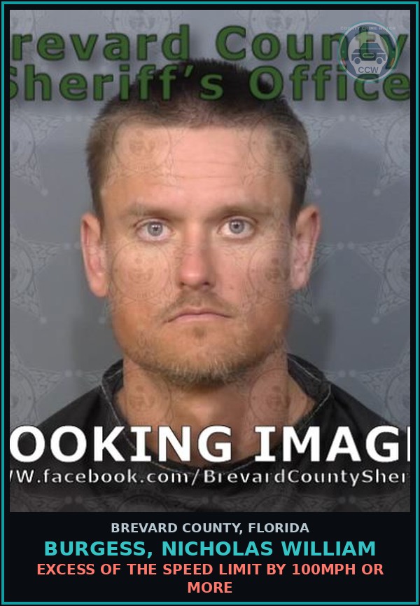 Booking mugshot of BURGESS, NICHOLAS WILLIAM in Brevard County