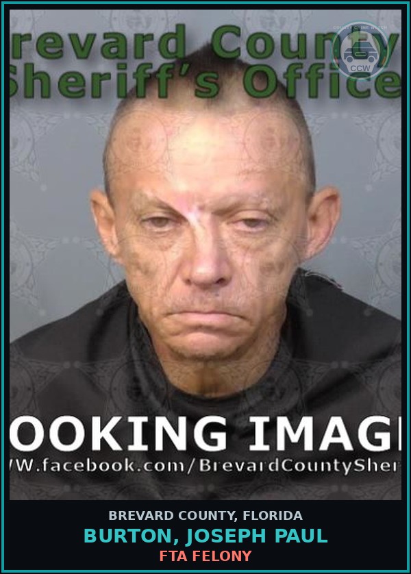Booking mugshot of BURTON, JOSEPH PAUL in Brevard County