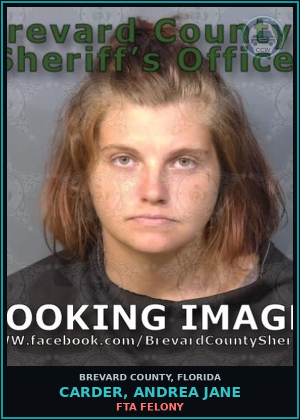 Booking mugshot of Carder, Andrea Jane in Brevard County