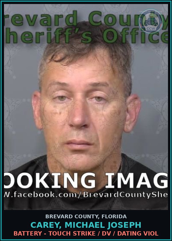 Booking mugshot of CAREY, MICHAEL JOSEPH in Brevard County