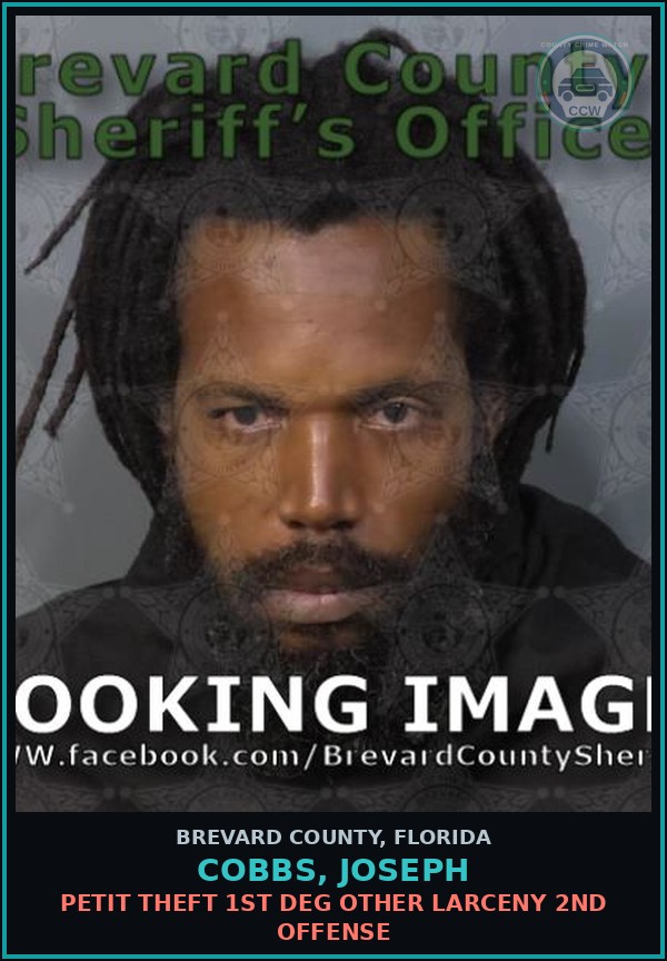 Booking mugshot of COBBS, JOSEPH in Brevard County